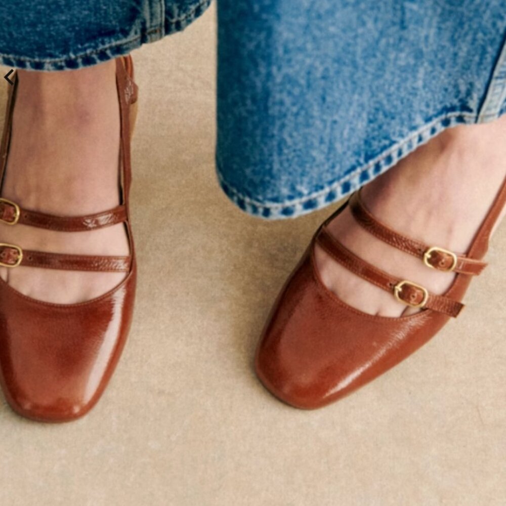 EUC | SEZANE | "Paula Babies" | Patent Camel | Size 8